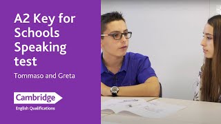 A2 Key for Schools Speaking test  Tommaso and Greta  Cambridge English [upl. by Nagear]