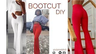 DIY BOOTCUT  HOW TO CUT AND SEW BOOTCUT PANTS [upl. by Willet823]