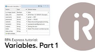 Lesson 5  Using variables in WorkFusion RPA Express part 1 [upl. by Admana]