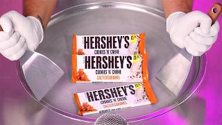 ASMR  Hersheys Cookies n Creme Salted Caramel Ice Cream Rolls  crisp scratching tapping sounds [upl. by Yoko]