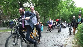 Imams rabbis ride tandems in Berlin rally for mutual respect [upl. by Amitarp]