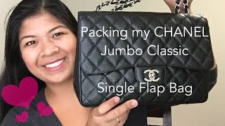 Switching Bags ➡️ Packing my CHANEL Jumbo Classic Single Flap Bag [upl. by Lizzy]