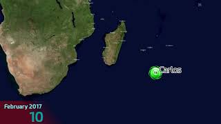 201617 SW Indian Ocean Cyclone Season Animation [upl. by Jarietta]