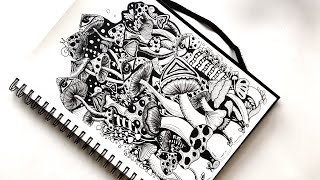 Mushroom zentangles  Zentangle art  Zentangle  Doodle art  Zendoodle [upl. by Eannyl946]