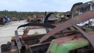 chernobyl 2012 II the radioactive cemetery of vehicles burjakivka Бурякiвка [upl. by Ycniuqed]