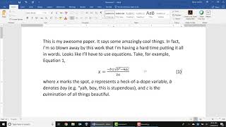 Centering equations with a rightjustified number in Microsoft Word [upl. by Stoddard511]