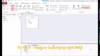 MS Access  Fix Error undefined function substring in expression [upl. by Chappie]