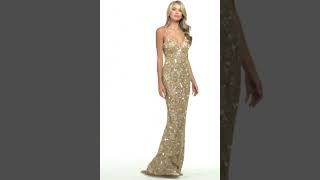 Beaded Plunging V Neck Evening Dress [upl. by Nylorahs]