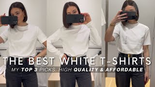 MY TOP 3 BEST WHITE TSHIRTS  HIGH QUALITY amp AFFORDABLE  Styled by Sansha [upl. by Lehsreh]