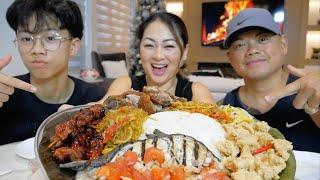 Filipino Platter 2023 Wrap Up Mukbang Family Feast  NE Lets Eat [upl. by Nylzor]