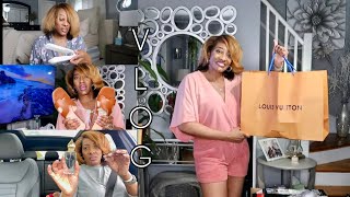 VLOG TARGET SHOE HAUL  NEW NAILS  UNBOXING LV TOTE amp WALLET  HAIR ITEMS I USED TO STYLE MY HAIR [upl. by Balfore]