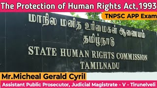 The Protection of Human Rights Act1993  Micheal Gerald Cyril  APP  JM V  Tirunelveli  TNPSC [upl. by Rehtse133]