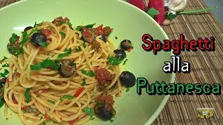 SPAGHETTI ALLA PUTTANESCA VEGAN VEGAN VERSION OF CLASSIC ITALIAN PASTA SAUCE WITH OLIVES AND CAPERS [upl. by Nolyag]