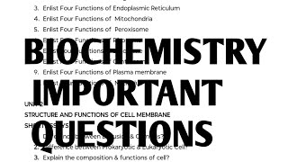 BIOCHEMISTRY Important questionsBsc nursing biochemistry important questionsbscnursingexamsrguhs [upl. by Allekram]