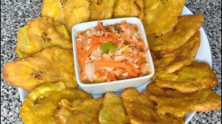 HOW TO MAKE HAITIAN FRIED PLANTAINS RECIPE BANANN PEZE HOW TO PROPERLY PEEL A PLANTAIN TOSTONES [upl. by Eesac441]