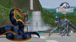 THE GIANT SNAKE TITANOBOA VS INDORAPTOR GEN 2  JURASSIC BATTLE  JURASSIC WORLD THE GAME [upl. by Lamak840]