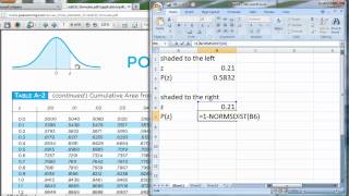 Using MS Excel Instead of a Standard Normal Distrib Table  poysermp4 [upl. by Loar613]