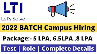 LTI Campus Hiring 2022 Notification Out  Test Pattern  Test Details  Syllabus  LTI Hiring 2022 [upl. by Enehs]