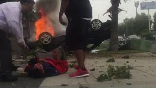 Hero pulls a man out of a burning car and saves his life [upl. by Endaira]