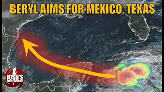 7424 Hurricane Beryl Aims for Mexico and Texas  Trending Stronger [upl. by Hoskinson]