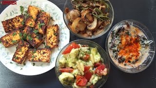 4 Easy Vegetarian Keto Snacks  Caprese  Sauteed Mushrooms  Creamed Spinach  Lemon Pepper Paneer [upl. by Ardekan]