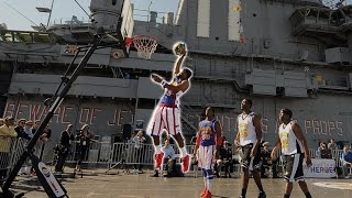 Globetrotters Take Flight On Board Intrepid Aircraft Carrier [upl. by Holmen]