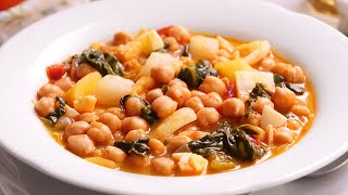 Garbanzos con Bacalao y Espinacas  Potaje Fácil Rápido y Delicioso [upl. by Knight]