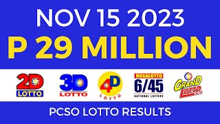 Lotto Result November 15 2023 9pm PCSO [upl. by Akimad]