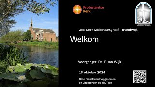 Kerkdienst op 13102024 vanuit de Gereformeerde kerk in Brandwijk [upl. by Pyotr]