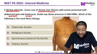 NEET PG Recall Question 2022  Spontaneous Bacterial Peritonitis  Internal Medicine [upl. by Lilias611]