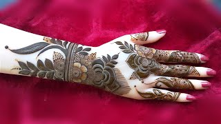 Very Beautiful Floral Khafeef Henna Mehndi Design  Latest Gulf Mehandi Design For Back Hand [upl. by Eelinej]