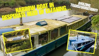 THIS HAS TO BE ONE OF MY FAVOURITE CLEANS Pressure washing a narrow boat covered in green algae [upl. by Naelopan]