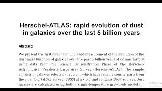 Herschel ATLAS rapid evolution of dust in galaxies over the last 5 billion years [upl. by Remoh]