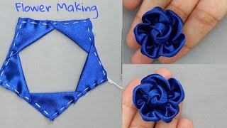 DIY How to make an adorable fabric rose flower  in just 7 minutes  DIY Flower [upl. by Anauqal]