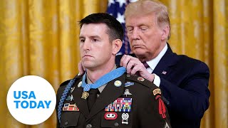 President Trump presents Medal of Honor to Sergeant Major Thomas Payne  USA TODAY [upl. by Ricki931]