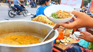 EPIC STREET FOOD MYANMAR  ခေါက်ဆွဲသုပ် Khauk swè thoke NOODLES SALAD BURMESE [upl. by Ogren537]