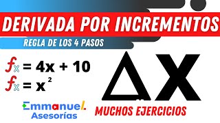 DERIVADA por Definición Regla de los 4 pasos Derivada por Incremento matematicas [upl. by Anilorac]