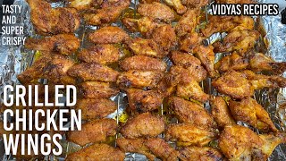 GRILLED CHICKEN WINGS RECIPE  Oven Baked Buffalo Wings  Chicken Wings Barbecue  Vidyas Recipes [upl. by Gunas136]