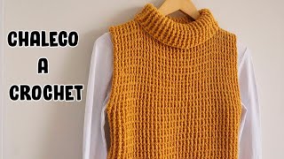 🔴Chaleco tejido a crochet para mujer CUELLO ALTO  tallas s m l xl ❤ [upl. by Selie]