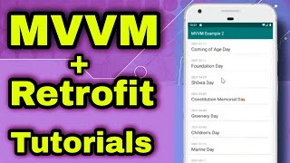 Android MVVM Retrofit Live Data JAVA Tutorial  Holidays App in Android Studio [upl. by Lessirg859]