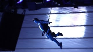 Tom Cruises CRAZY STUNT on the roof of Stade de France at Olympics closing ceremony [upl. by Uon]