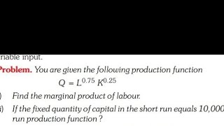 finding marginal product of labour  MPL From production function and derive short run PF [upl. by Caswell]