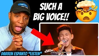 Darren Espanto  Listen  The Voice Kids Philippines REACTION [upl. by Narmak162]