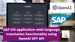 Creating a Language Translation SAP UI5 App with OpenAI GPT API [upl. by Doersten354]