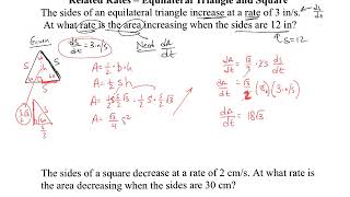 AP Calculus Related Rates  Equilateral Triangle amp Square [upl. by Bacchus]