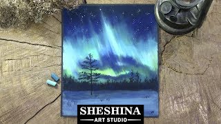 How to draw the Northern lights Aurora borealis with soft pastels 🎨 REAL TIME [upl. by Katharine]