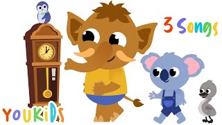 Hickory Dickory Dock  3 Songs  YouKids Nursery Rhymes amp Kids Songs [upl. by Leela]