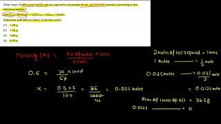 What mass of 95  pure CaCO3 will be required to neutralise 50 ml of 05M HCl sol according to [upl. by Noslien]