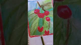 cherry drawing oil pestle colour drawing art short [upl. by Ycrem]