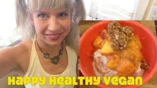 Raw Vegan Peach Cobbler Sundae Recipe Demo [upl. by Niela]